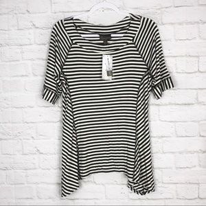 Apropos Ballet Neck Asymmetrical Striped Tunic NWT